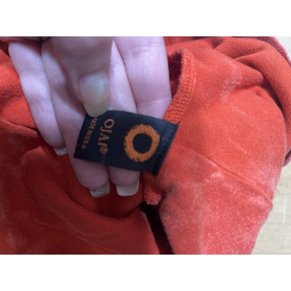 Ojai Clothing Top Womens Sz S Orange Waffle Cowl Neck EUC cotton - Picture 4 of 5